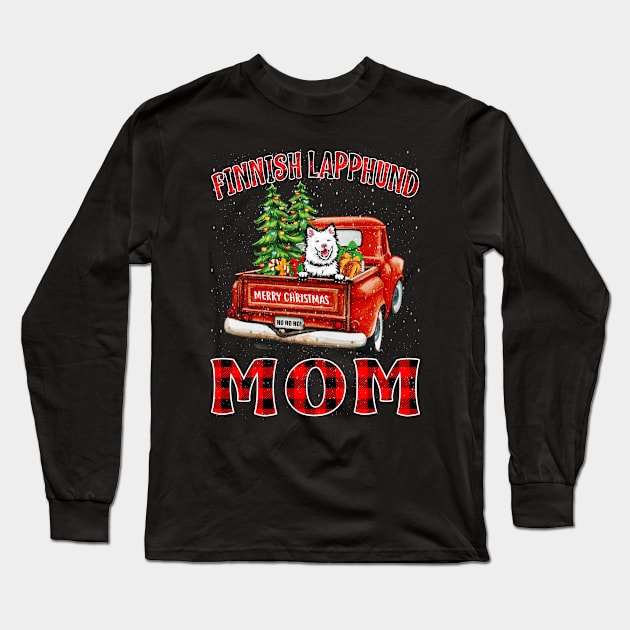 Christmas Finnish Lapphund Mom Santa Hat Truck Tree Plaid Dog Mom Christmas Long Sleeve T-Shirt by intelus